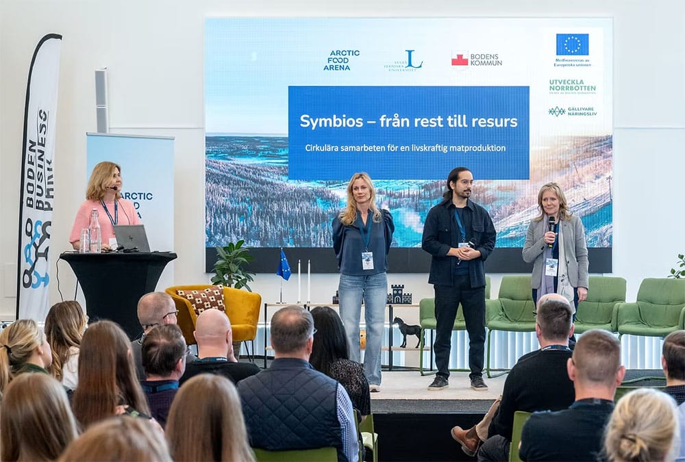 People standing on stage during workshop for Arctic Food Arena